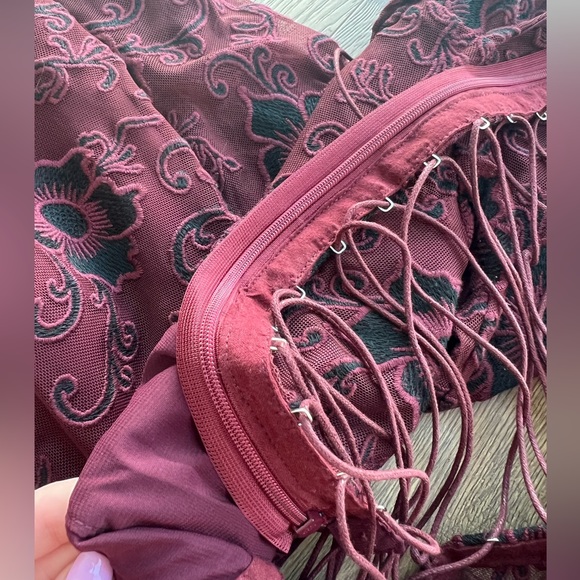FOR LOVE AND LEMONS | Jolene Lace-Up Burgundy Dress Size S - Host Pick! - Picture 11 of 14